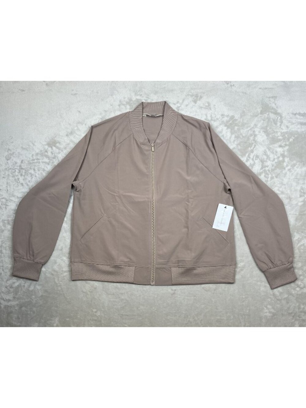 New York Laundry Athleisure Womens Taupe Zip-Up Jacket Size M